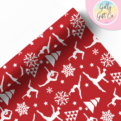 Gymnastics Christmas Gift Wrap / Girls Gymnastics Themed Wrapping Paper / Gymnastics Holiday Wrapping Paper for Gifts for Gymnasts