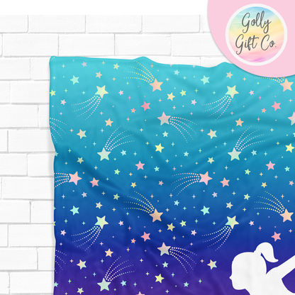 Personalized Among the Stars Gymnastics Bedding - Gymnastics Themed Fleece or Sherpa Throw Blanket - Golly Gift Co