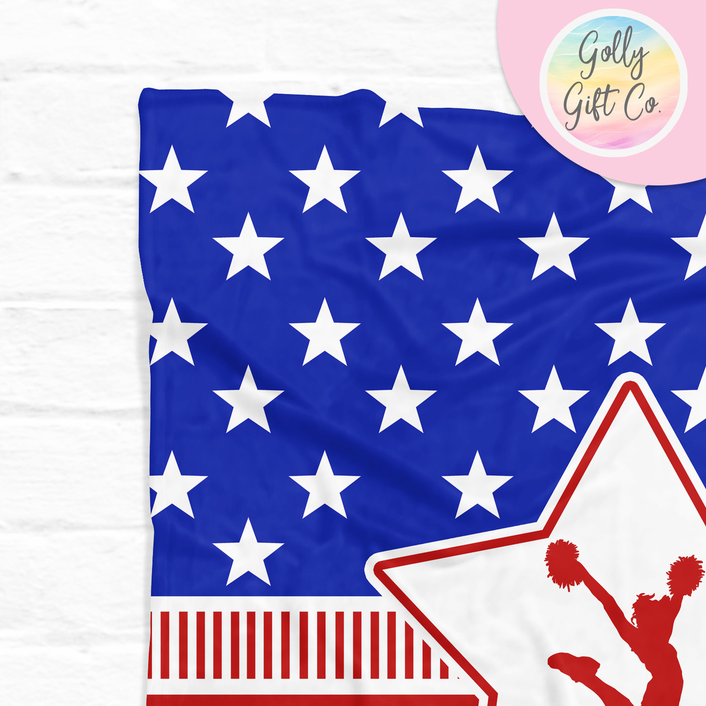 Personalized Cheerleading Blanket - Patriotic USA Cheerleader Themed Fleece or Sherpa Throw Blanket - Bedding Gift for Cheerleaders