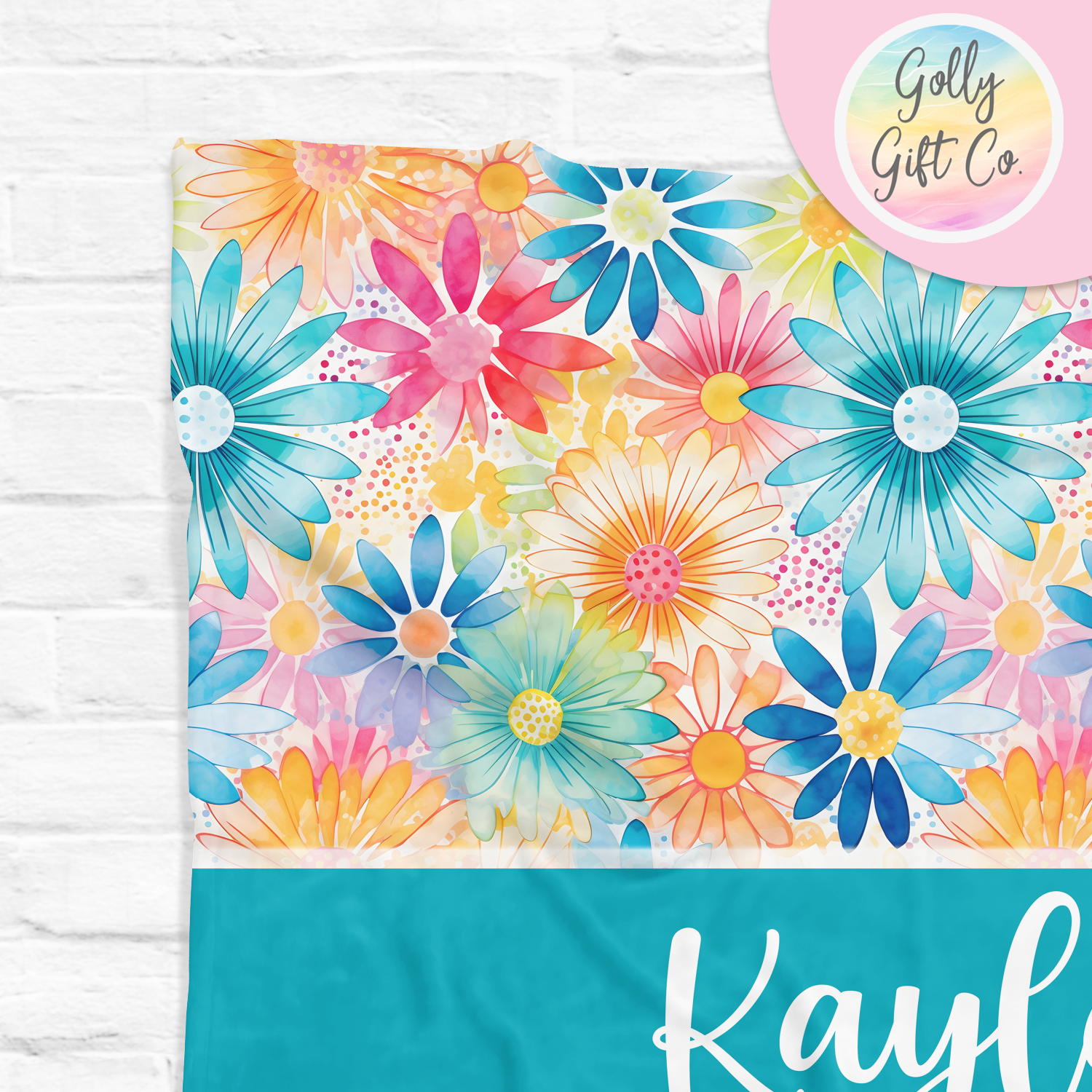 Personalized Springtime Hippie Floral Bedding - Vibrant Flowers Pattern Fleece or Sherpa Throw Blanket - Custom Gift for Her - Golly Gift Co