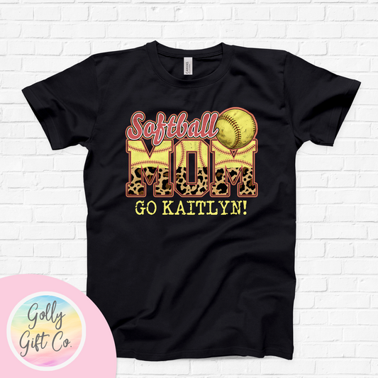Personalized Softball Mom - Go Kid's Name T-Shirt(Bella Canvas) - Golly Gift Co