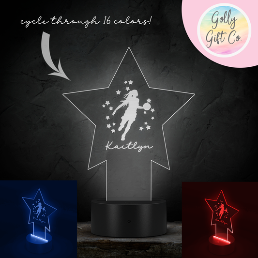 Personalized Star Basketball LED Light with Your Name - 16 Color Nightlight / Room Light