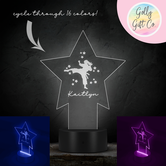 Personalized Star Martial Arts / Karate LED Light with Your Name - 16 Color Nightlight / Room Light