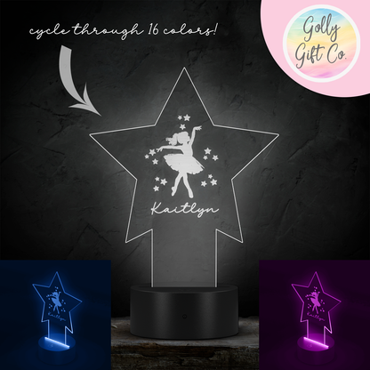 Personalized Star Dancer LED Light with Your Name - 16 Color Nightlight / Room Light