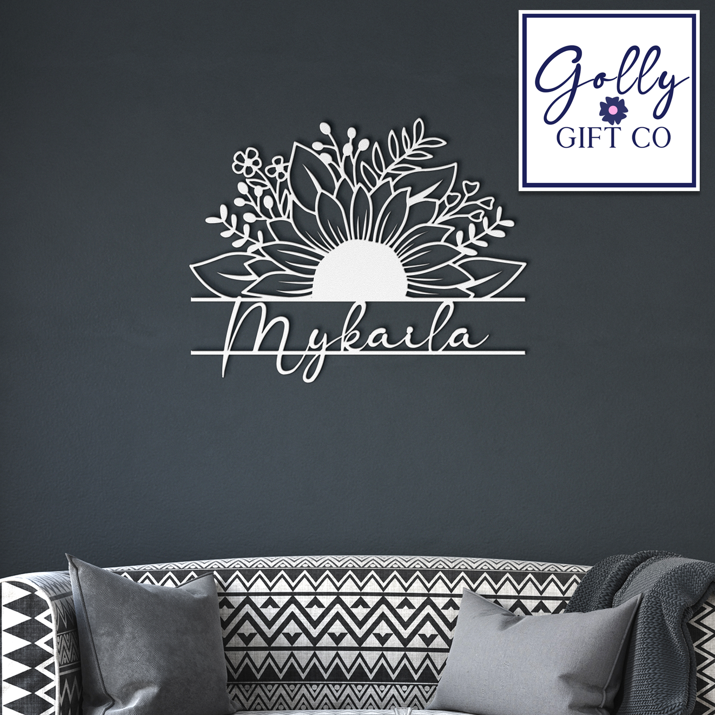 Personalized Monogrammed Die-Cut Steel Sign with Name and Initial - Family Name Indoor or Outdoor Metal Sign